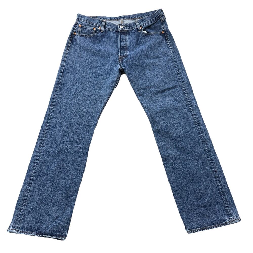 Levis 501 Button Fly Blue Denim Jeans W36 L32 Straight‎ Leg Classic Fit Cowboy